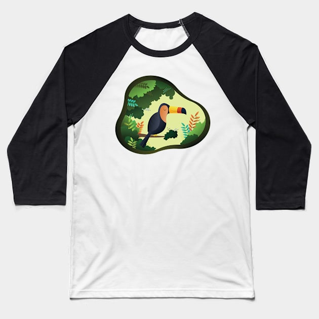 Tropical bird toucan colorful illustration Baseball T-Shirt by SamridhiVerma18